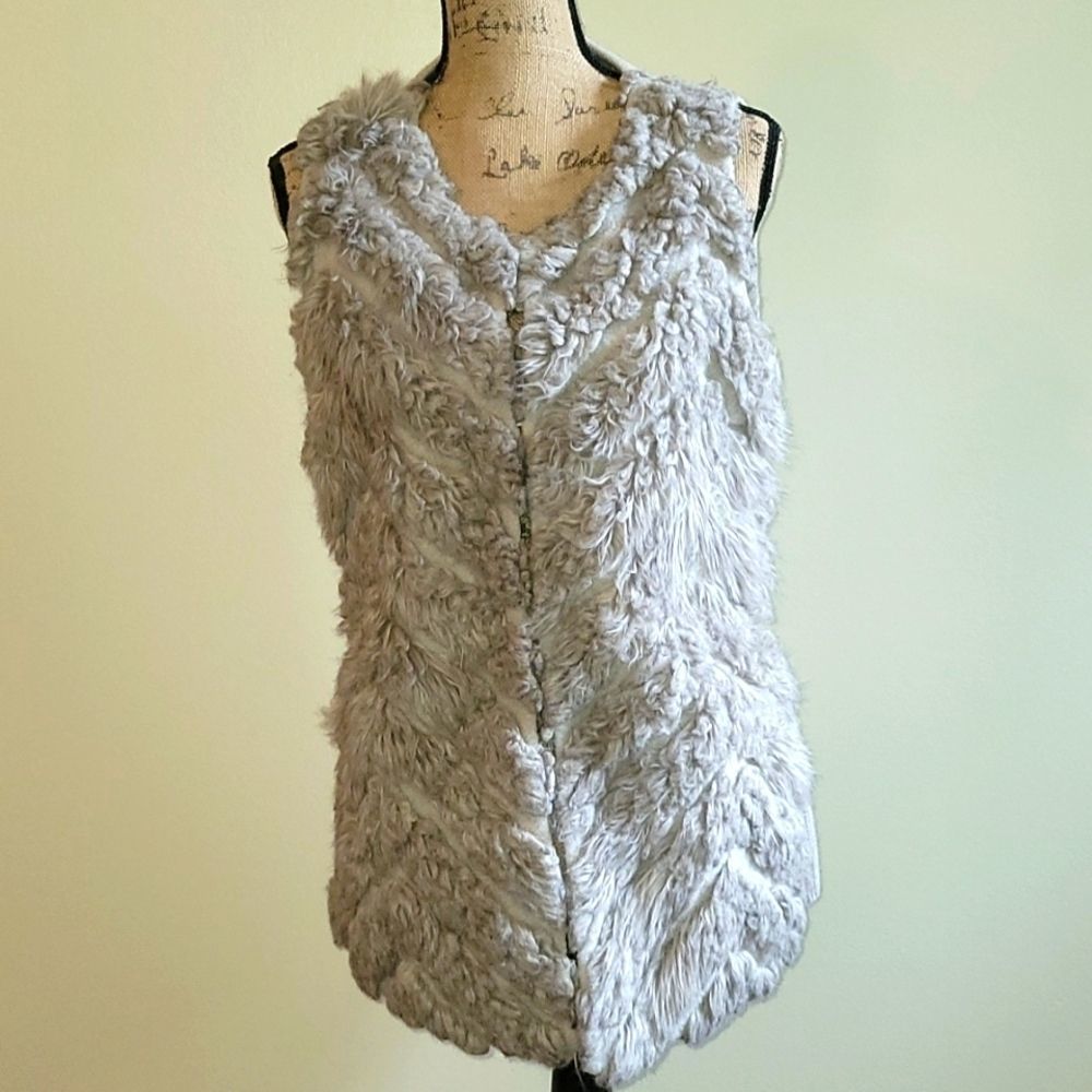- Cliche tan faux fur sweater vest S - Picture 1 of 5